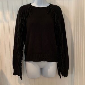 Ralph Lauren Black Knit Fringe Sweater